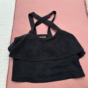 Madewell Ruffle Crop Top, Black, XS